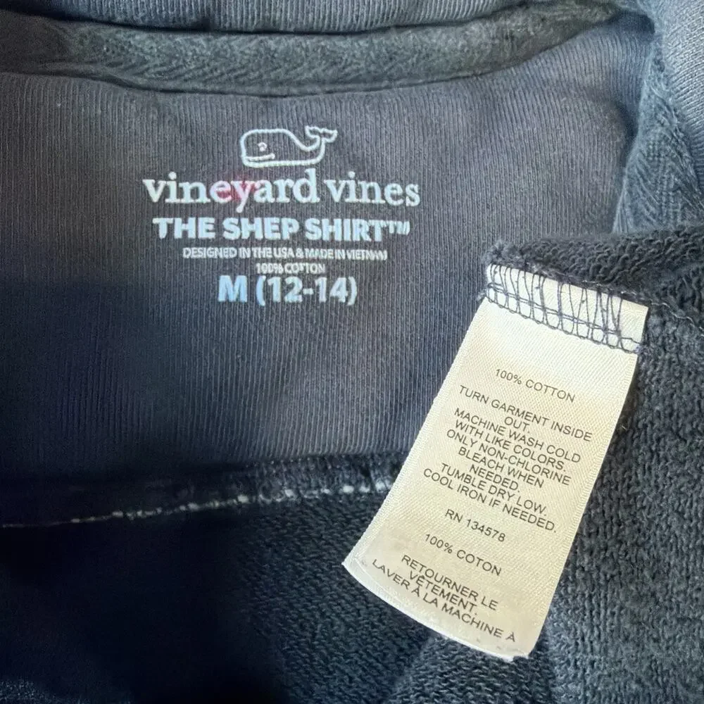 Vineyard Vines The Shep Shirt Navy Blue 1/4 Zip Pullover Youth Boys Size M 12-14